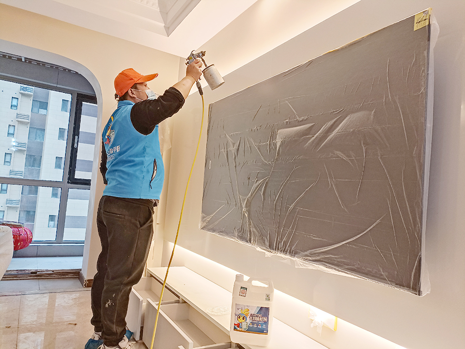 客廳背景墻噴槍施工治理 客廳背景墻噴槍施工治理